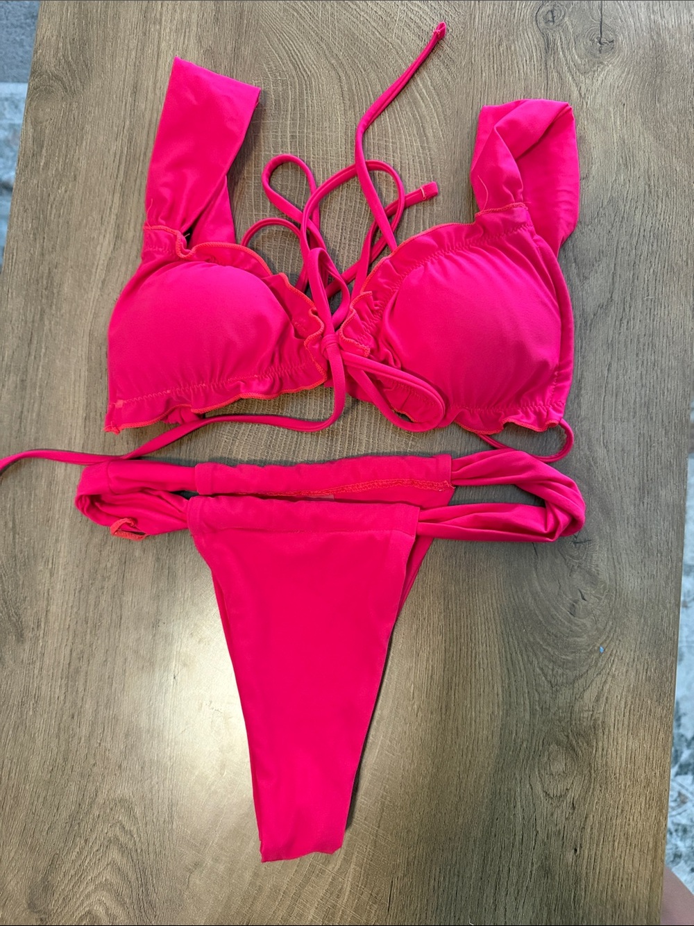 Hot Pink Strappy Bikini Set